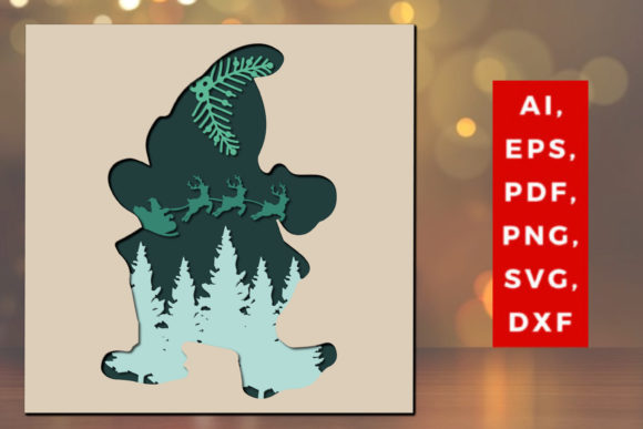 3D Layer Cut Christmas Gnome SVG for Sales