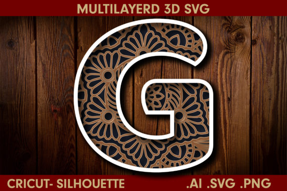 3D Multilayered Letter G Mandala SVG for Shadow Boxes
