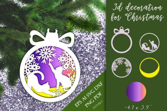 3D SVG Review: Christmas Decoration with Kittens