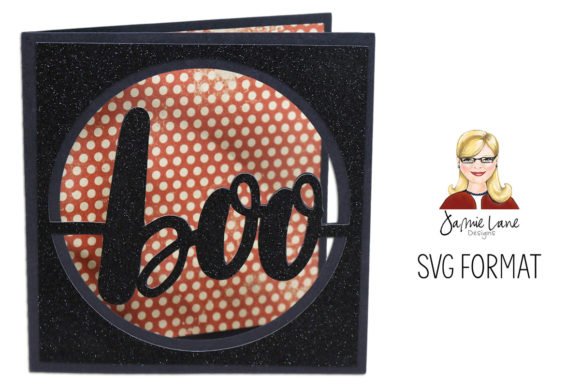 Boo Window Circle Card: 3D SVG for Halloween