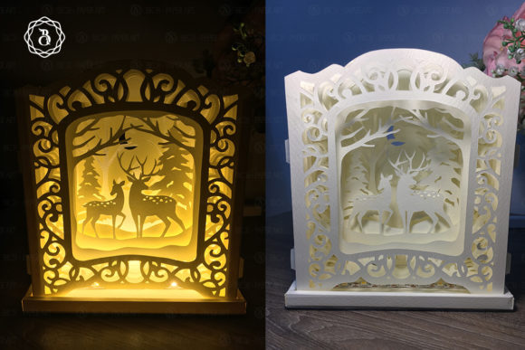 Deer Christmas Pop-up Card: 3D SVG Shadow Box