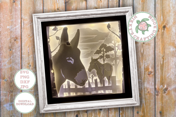 Donkey 3D SVG Template for Shadow Boxes