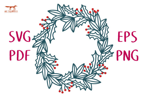 Holly and Ivy Festive Wreath 3D SVG for Christmas