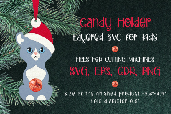 Kinkalow Cat 3D SVG Christmas Ornament Template