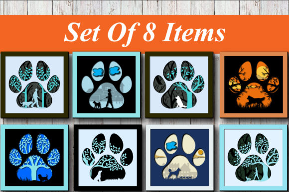 Layered 3D SVG Paw Prints for Shadow Boxes