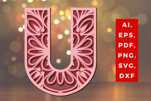 Layered U Letter Mandala 3D SVG Shapes Review