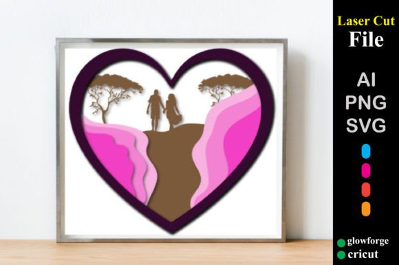 Multilayer Love Couple: 3D SVG for Shadow Boxes
