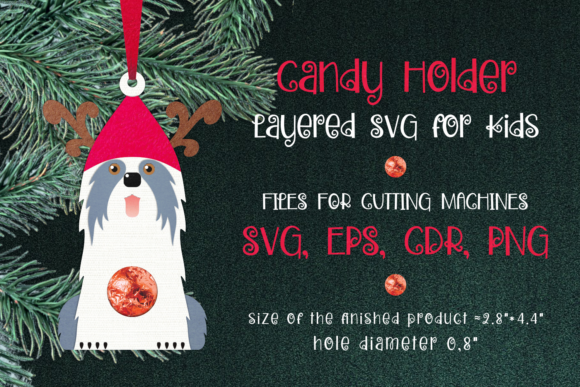 Old English Sheepdog 3D SVG for Christmas Branding