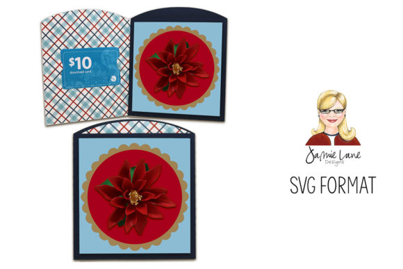 Poinsettia Gift Card Envelope: 3D SVG for Christmas