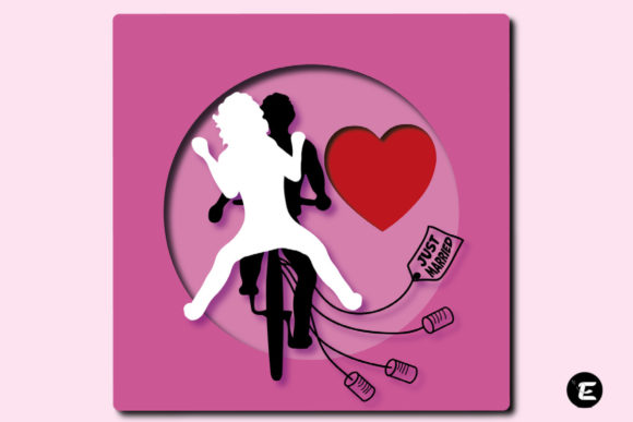 Romantic Bicycle Ride 3D SVG for Shadow Boxes