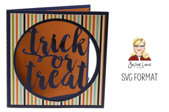 Trick or Treat Circle Window Card: 3D SVG for Halloween